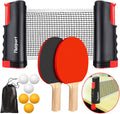 Ping Pong Paddle Set with Retractable Net - Portable Table Tennis Kit