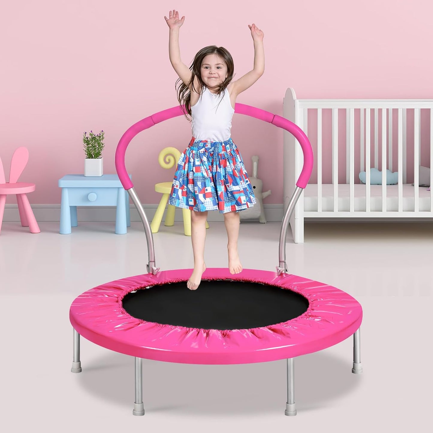 36-Inch Kids Trampoline with Handle for Indoor and Outdoor Fun