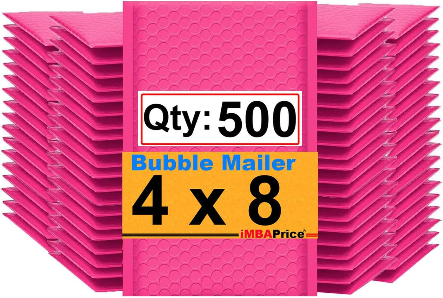 iMBAPrice 4x8 Hot Pink Self Seal Poly Bubble Mailers for Shipping