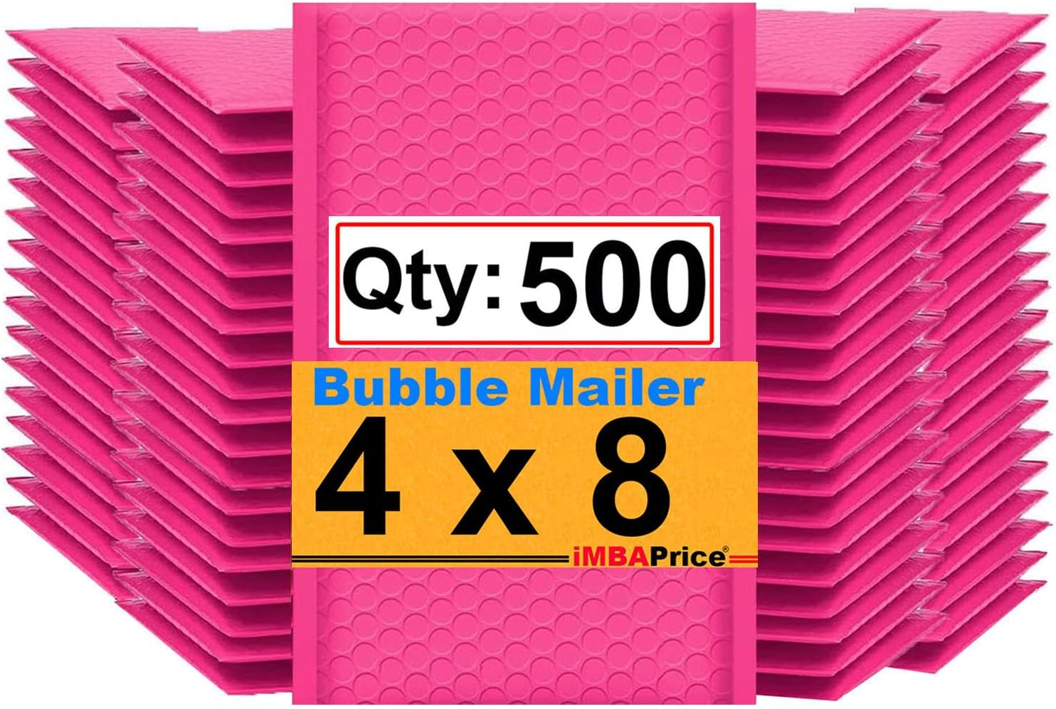 iMBAPrice 4x8 Hot Pink Self Seal Poly Bubble Mailers for Shipping