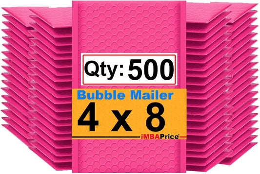 iMBAPrice 4x8 Hot Pink Self Seal Poly Bubble Mailers for Shipping
