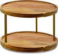 14in Two-Tier Acacia Wood Lazy Susan Organizer - Smooth 360 Rotation