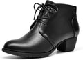 VJH confort Womens Ankle Boots Lace-up Round Toe - Comfortable Low
