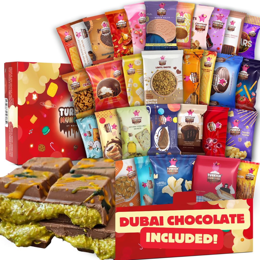 Dubai Chocolate Bar Pistachio with Mega International Snack Box