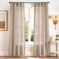 Taupe Linen Blend Curtains 90 in Length 2 Panels - Soft Light