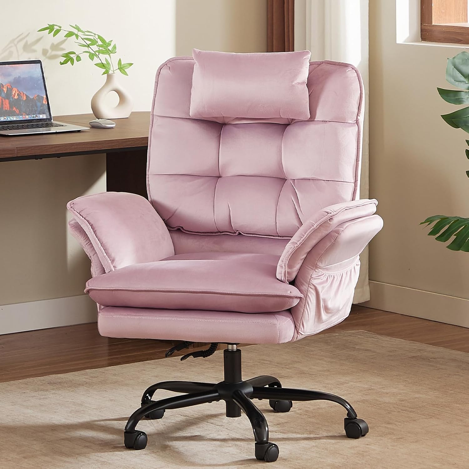 Bestier Cross Legged Office Chair with Adjustable Arms for Comfort