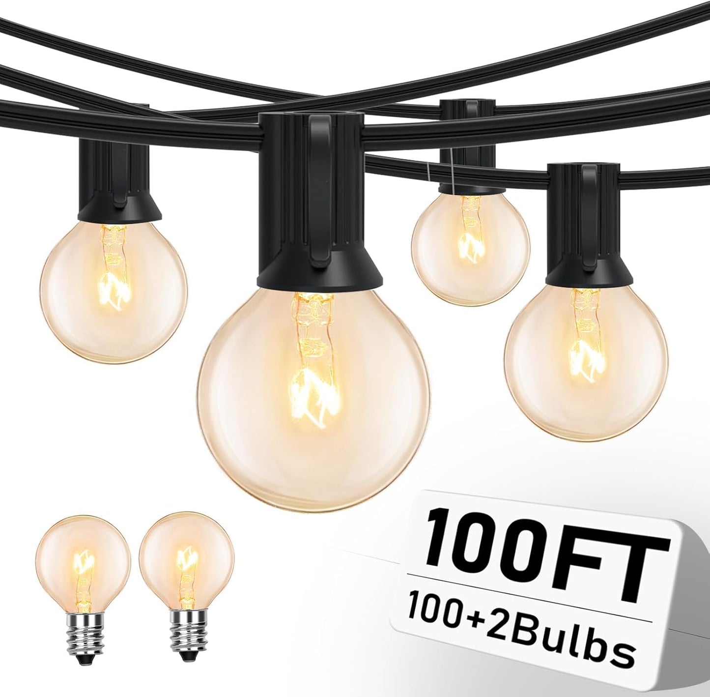 100FT String Lights G40 Edison Bulbs for Outdoor and Indoor Use