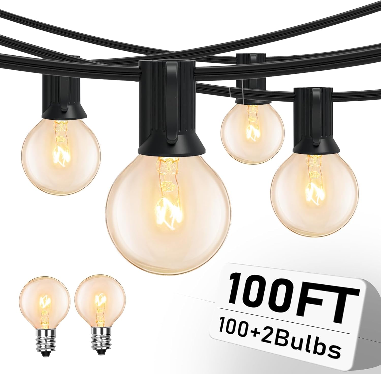 100FT String Lights G40 Edison Bulbs for Outdoor and Indoor Use