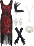 1920s Gatsby Sequin Fringed Paisley Flapper Dress (Style 2VPD)