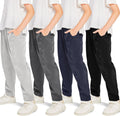 Boys Fleece-Lined Sweatpants 4 Pack - Comfortable Active Joggers