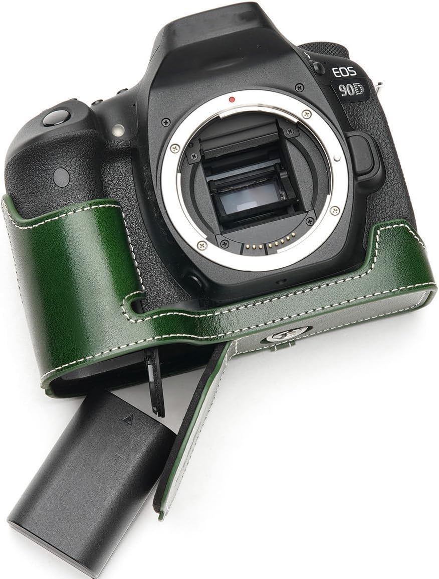 Handmade Genuine Real Leather Half Camera Case for Canon EOS 90D