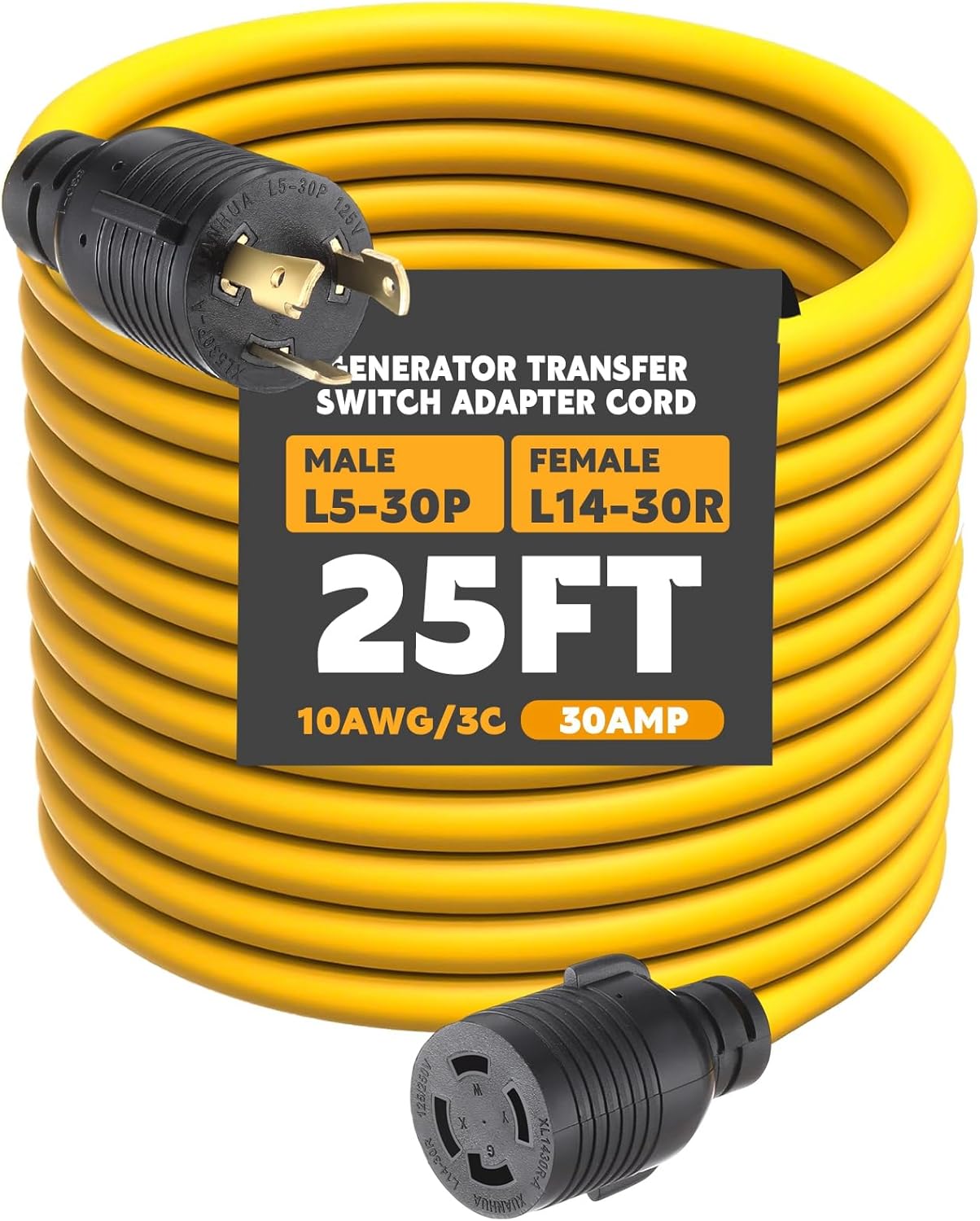 25ft Generator Transfer Switch Adapter Cord for Safe Power Use
