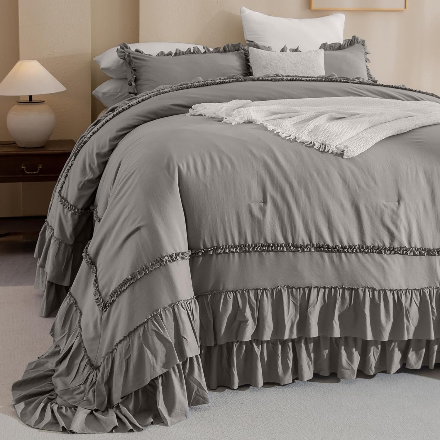 Masaca Grey Oversized King Comforter Set for Cozy Elegance