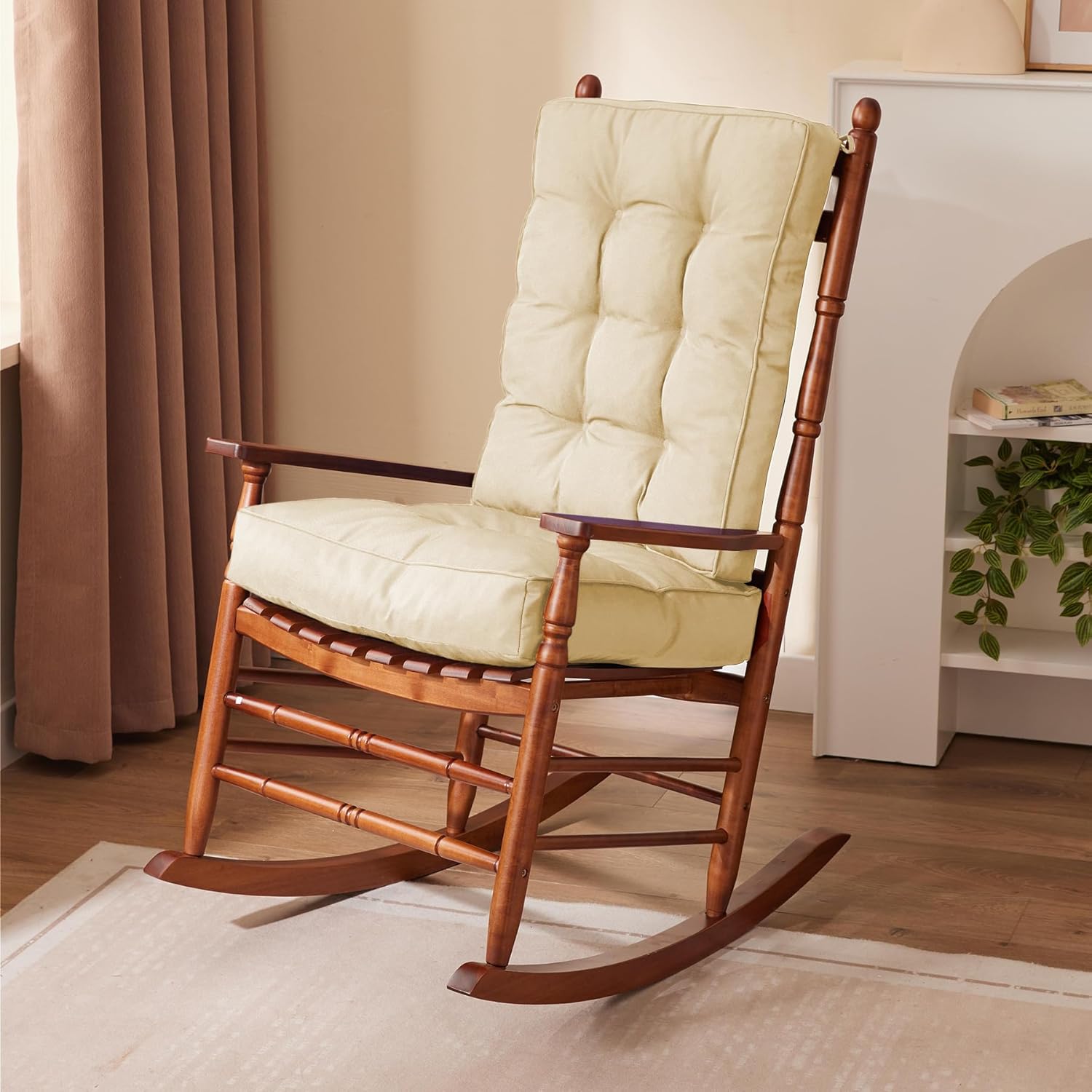 Rocking Chair Cushion Set for Indoor and Outdoor Use, Beige