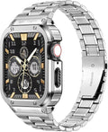 Stainless Steel Watch Band for Men 46mm with Metal Bumper - Silver