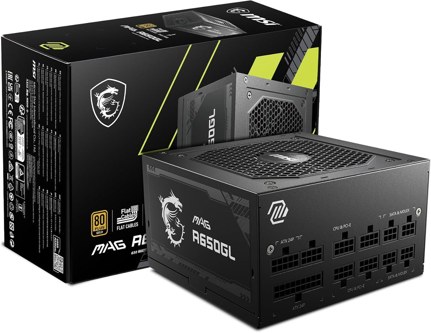 MSI MAG A650GL Gaming PSU - Full Modular 80+ Gold - Compact Design