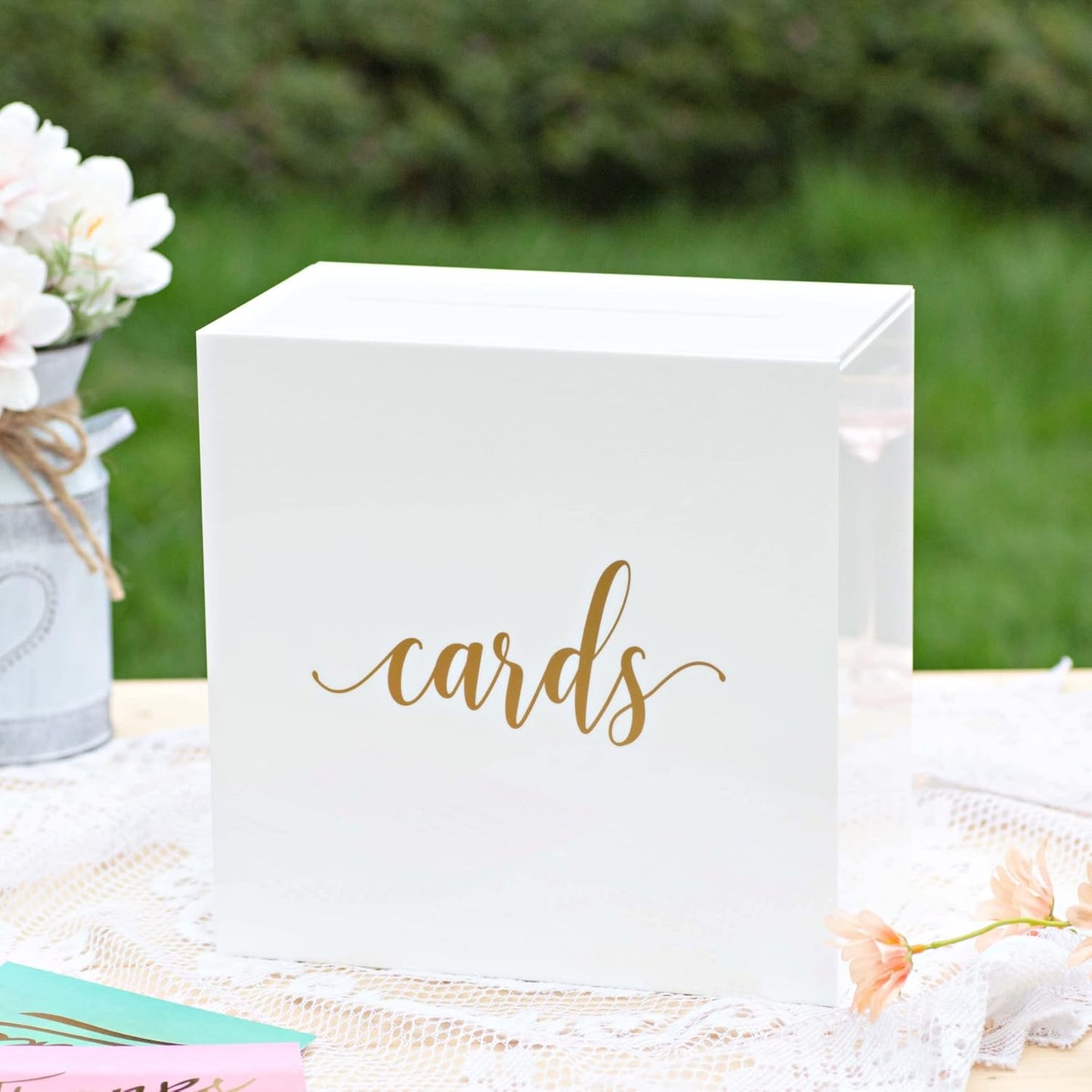 Elegant White Acrylic Wedding Card Box for Special Occasions