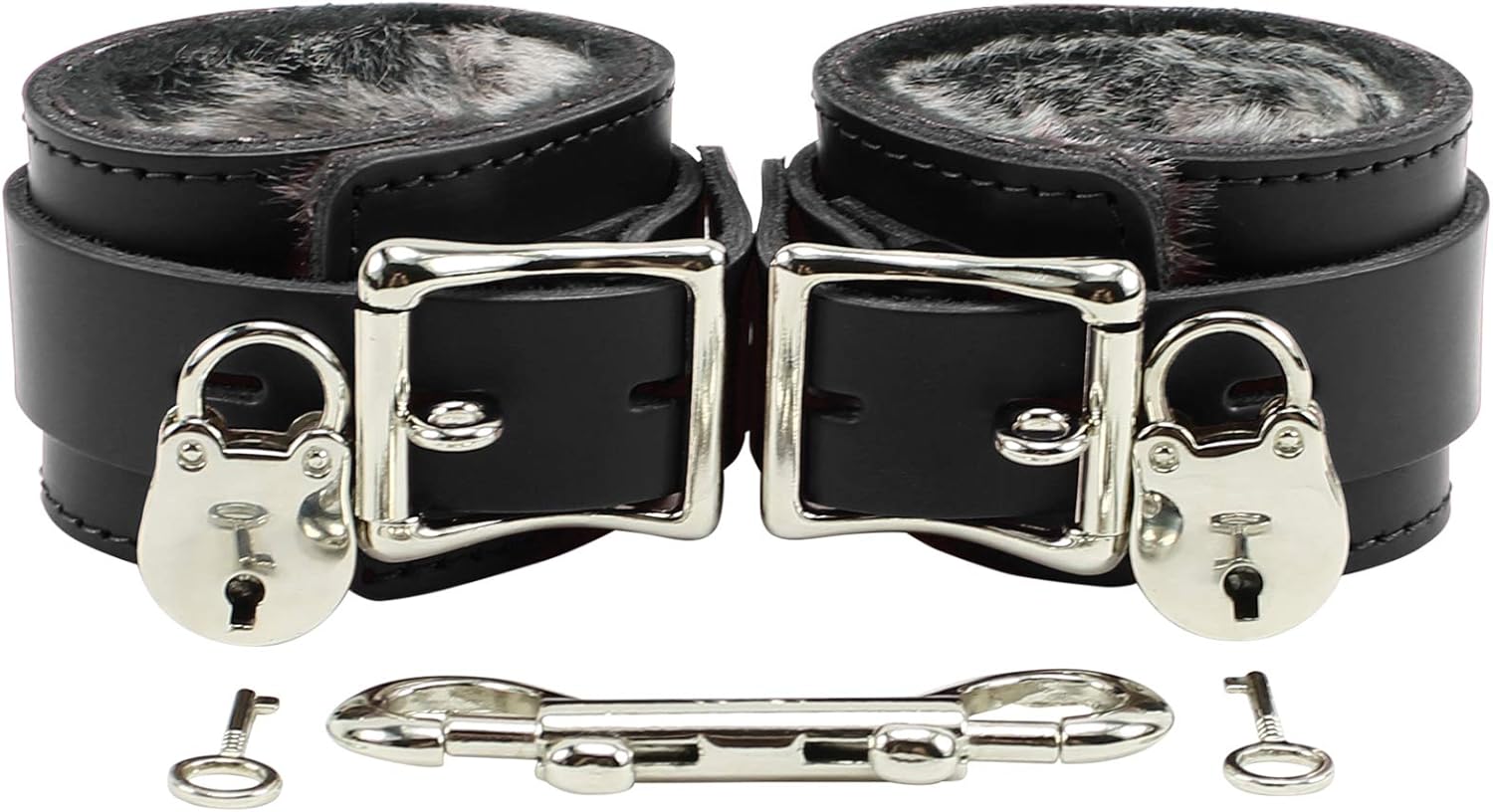 Amelia Wrist and Ankle Cuffs in Genuine Leather with Fur Lining