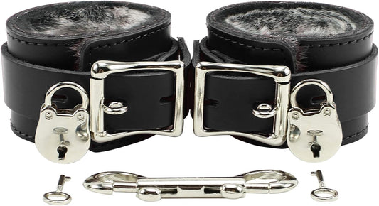 Amelia Wrist and Ankle Cuffs in Genuine Leather with Fur Lining
