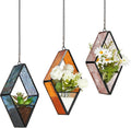 Stained Glass Hanging Plant Terrariums 3-Pack - Colorful Window