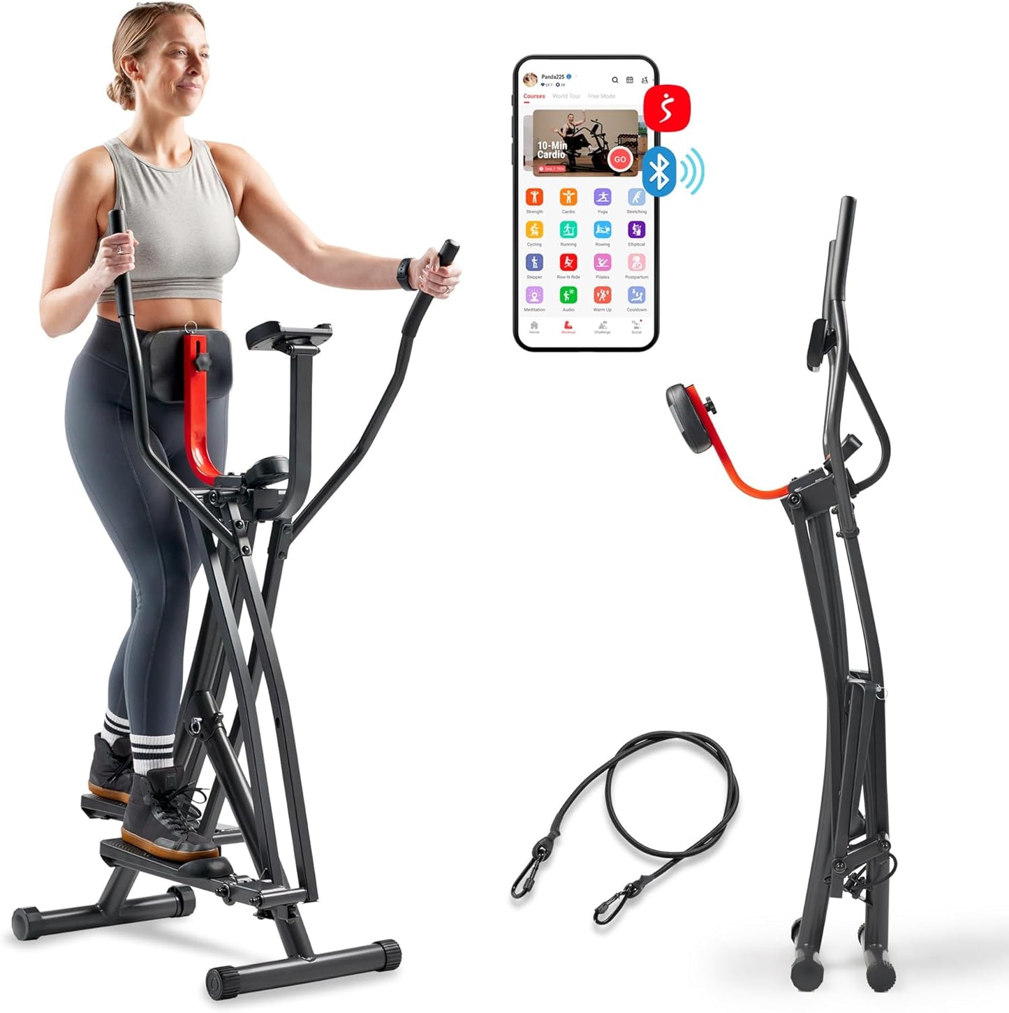 Sunny Health & Fitness Foldable Air Walk Elliptical for Home Use