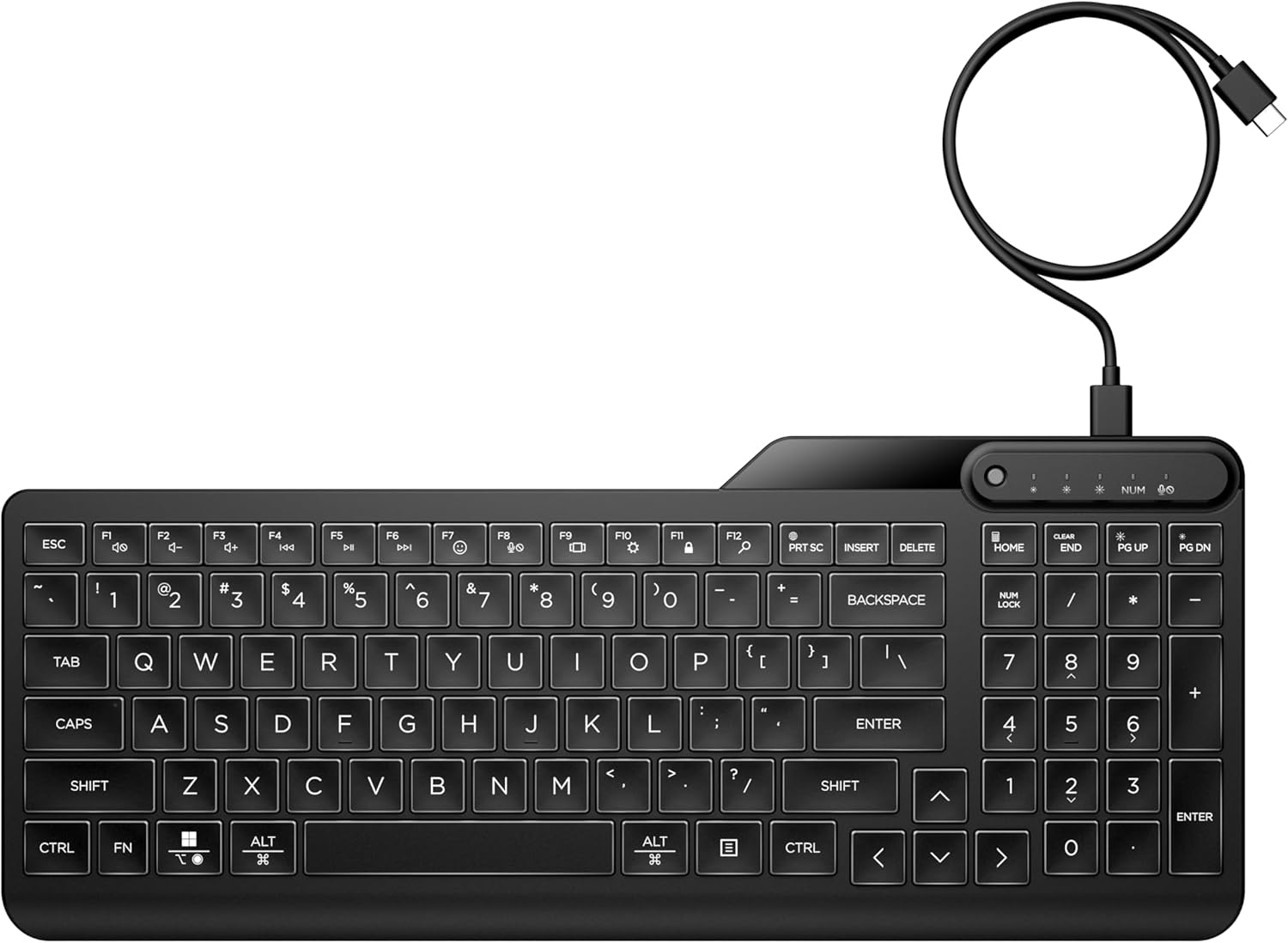 HP 400 Backlit Wired Keyboard with Warm White LED Keys