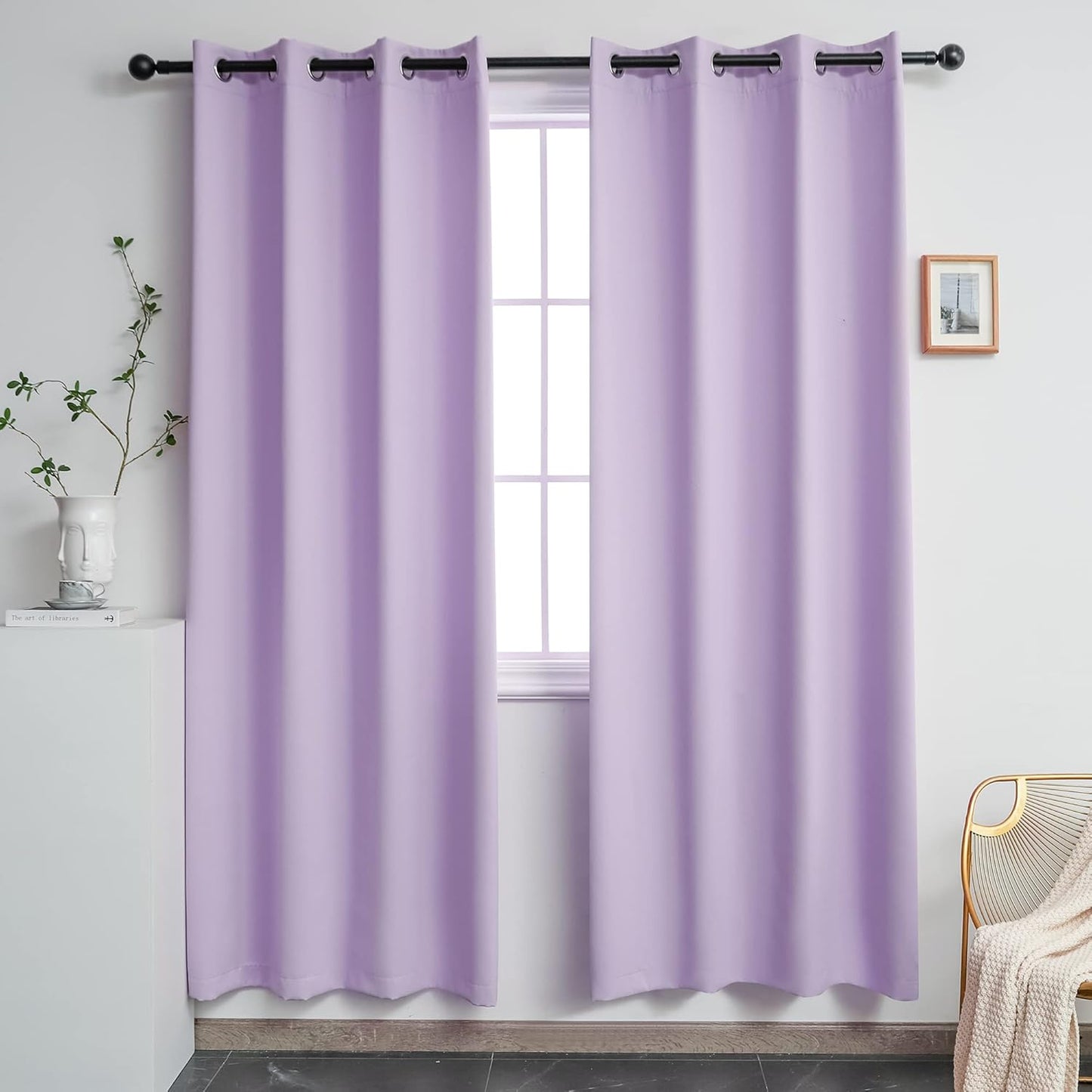 YGO Lilac Curtains 72 Inch Length Thermal Insulated Blackout Panels