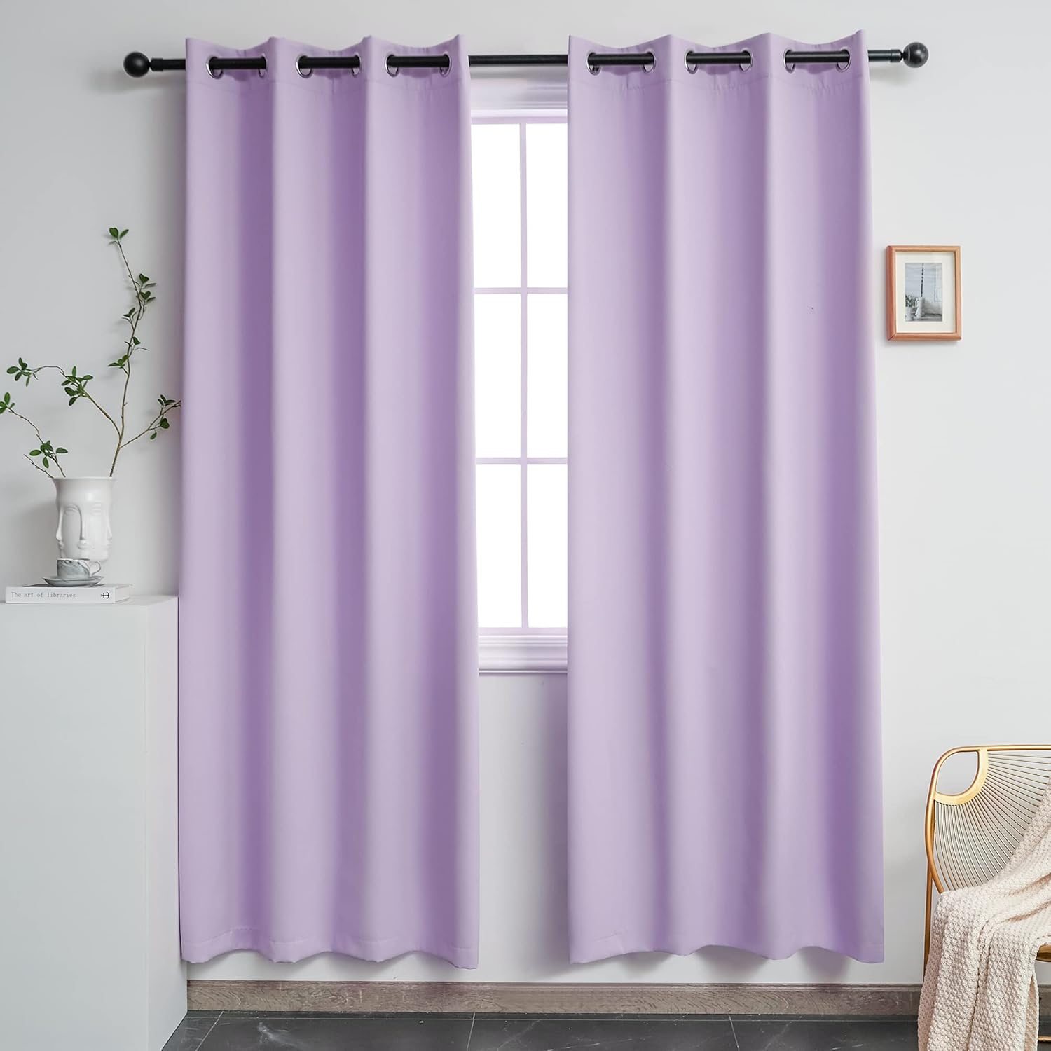 YGO Lilac Curtains 72 Inch Length Thermal Insulated Blackout Panels