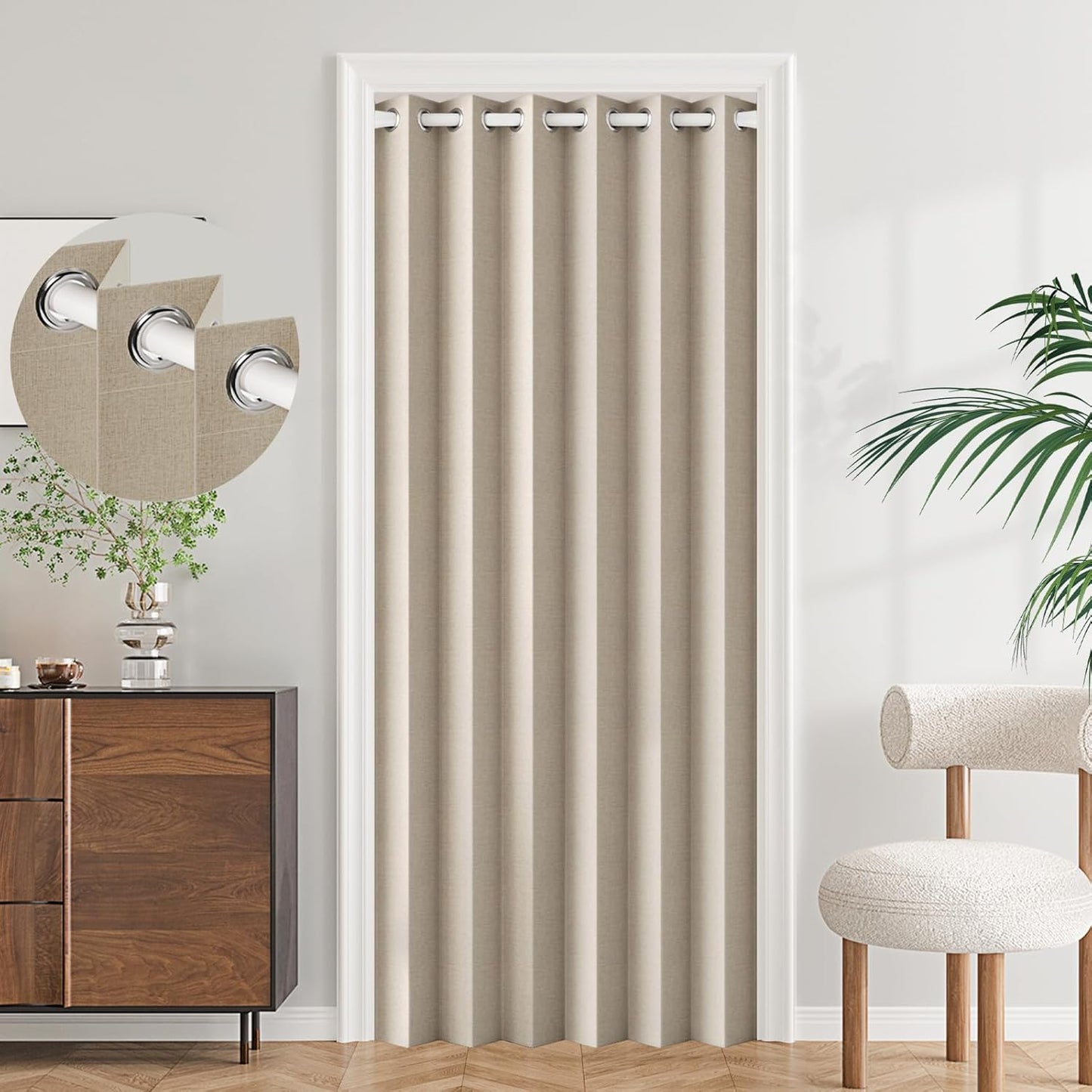 100% Blackout Magnetic Folding Door Curtain for Doorways