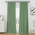 Joydeco Blackout Curtains 90 in Long Sage Green - Linen Look, 2 Panels