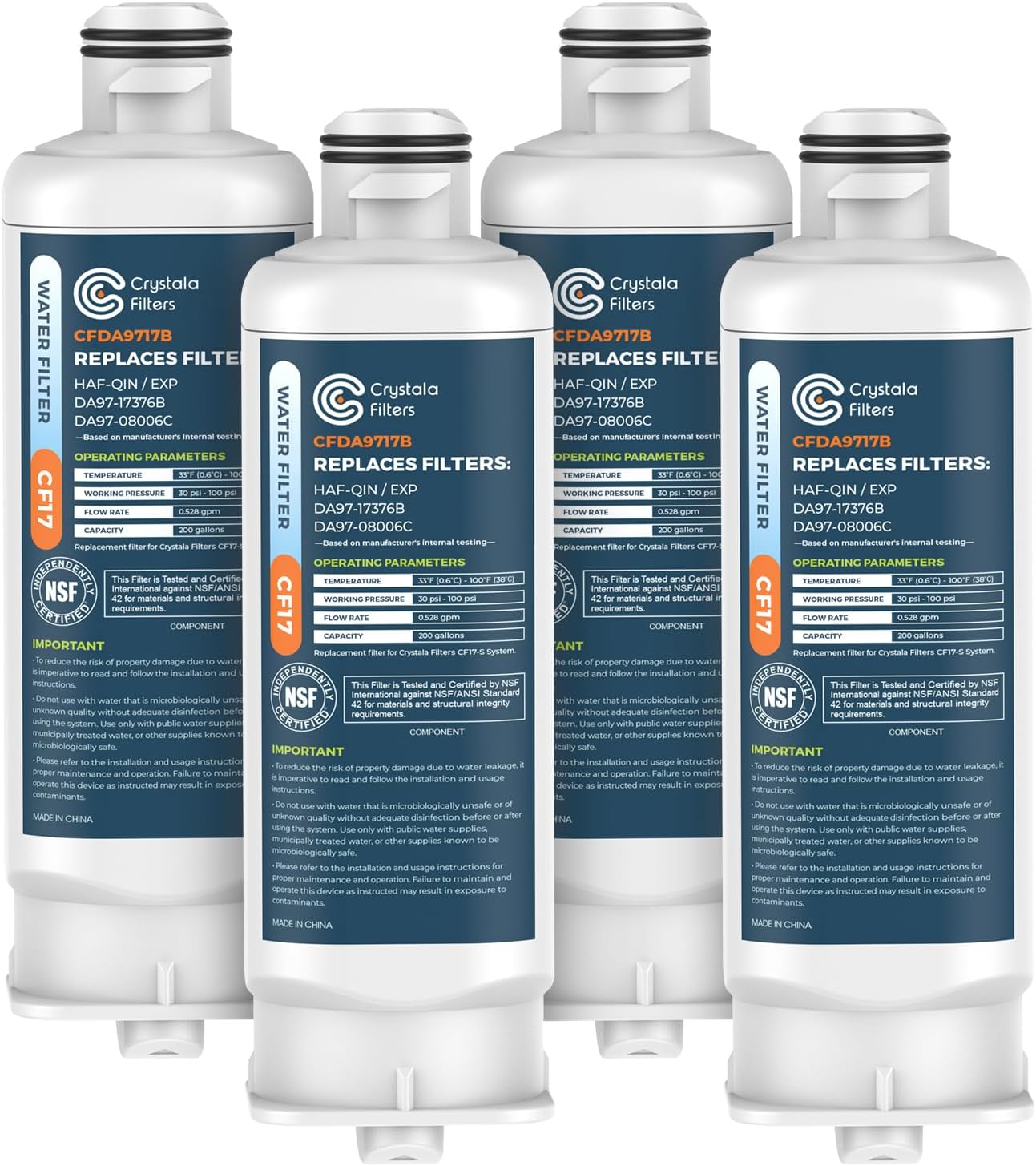 Crystala Filters CFDA9717B Replacement Water Filter for Samsung