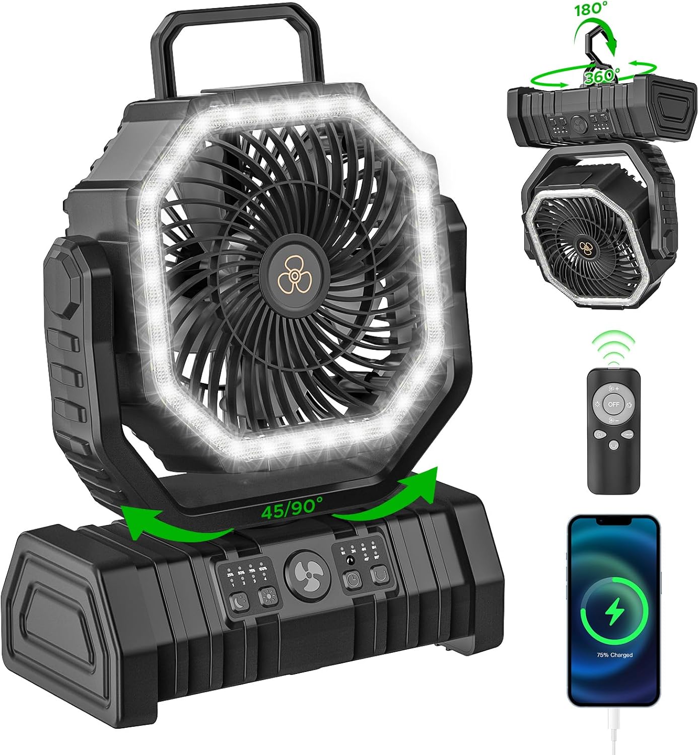 20000mAh Rechargeable Camping Fan - Stay Cool Anywhere!