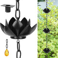 8.5ft Black Rain Chain for Gutters Downspouts - Lotus Cups Decorative