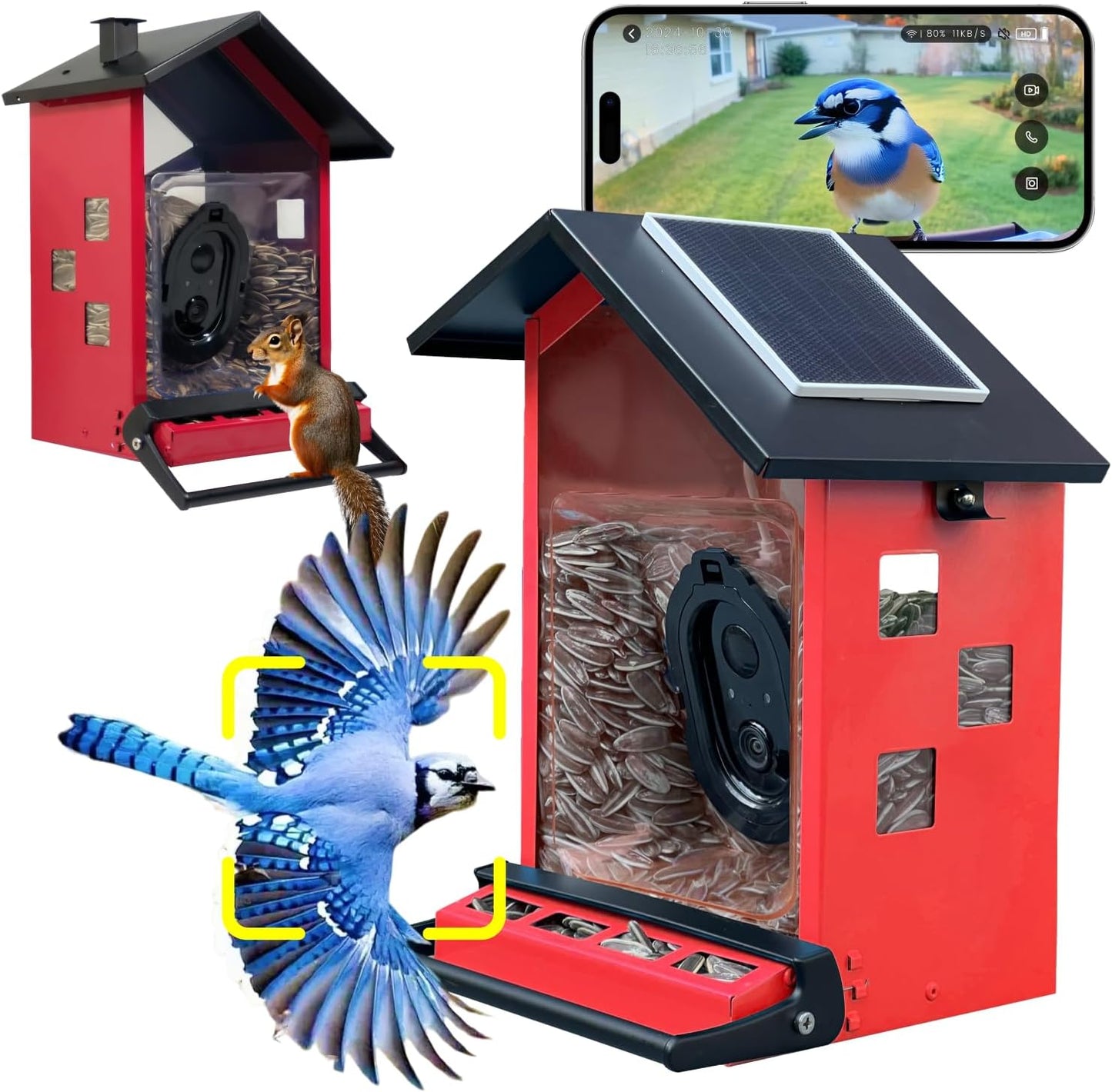 Smart Solar Bird Feeder 2K HD Video 