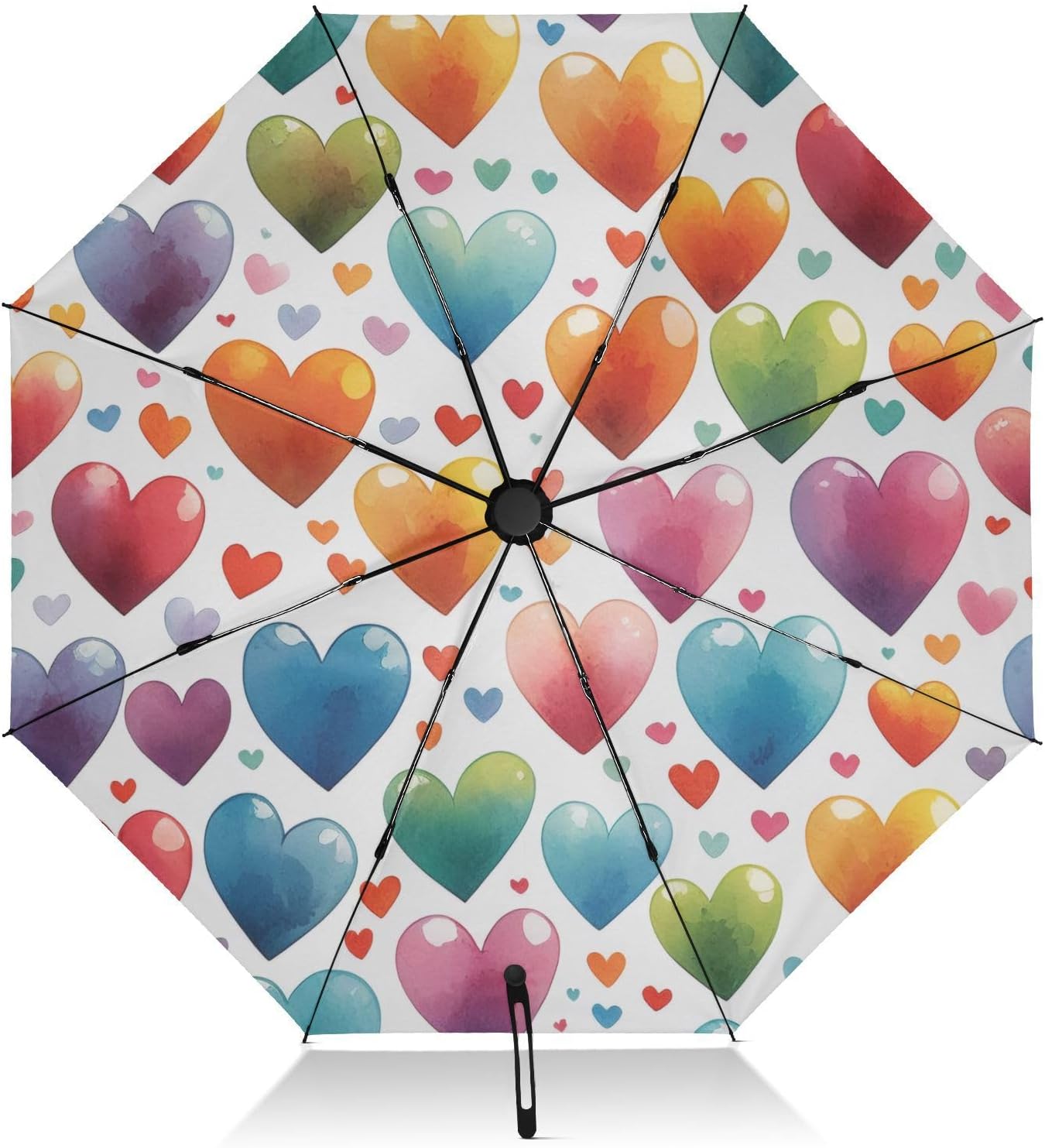 Colorful Hearts UV-Protected Foldable Umbrella