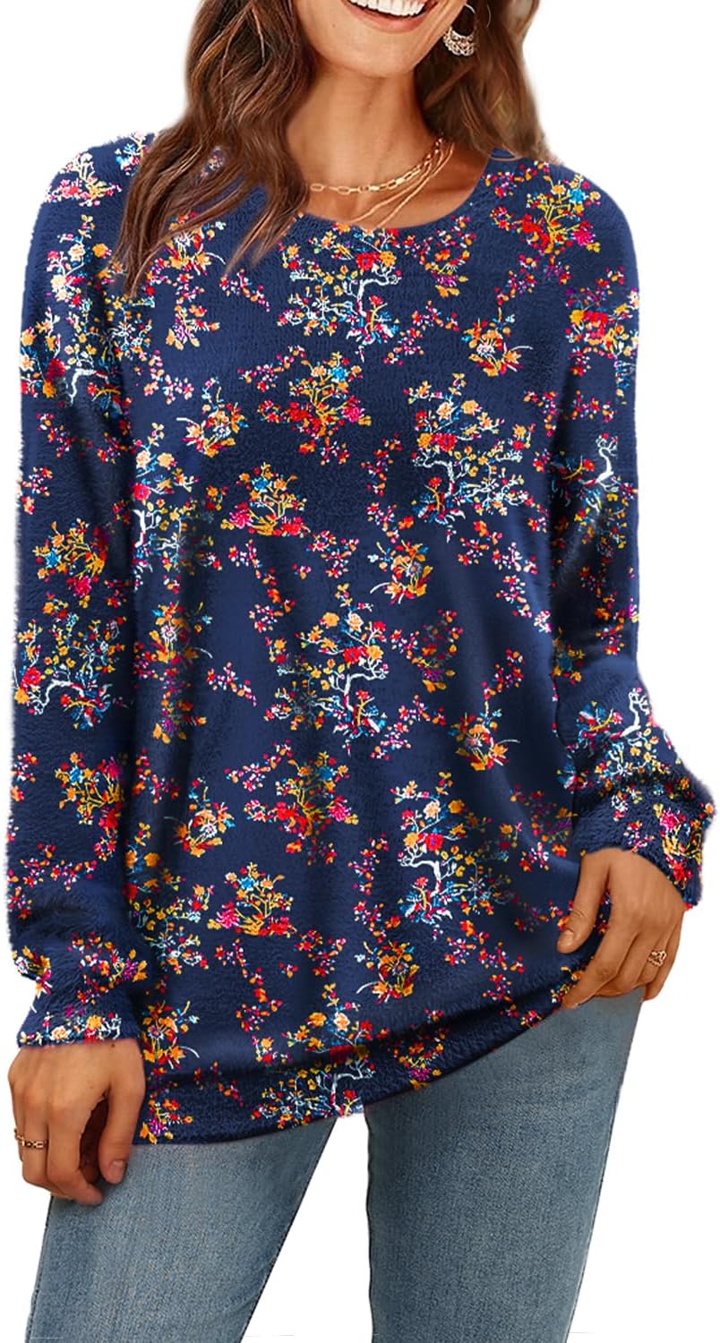YESNO Women Christmas Sweater Graphic Printed Oversized Pullover