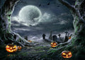 SJOLOON Halloween Backdrop for Photography - Scary Pumpkin Moon