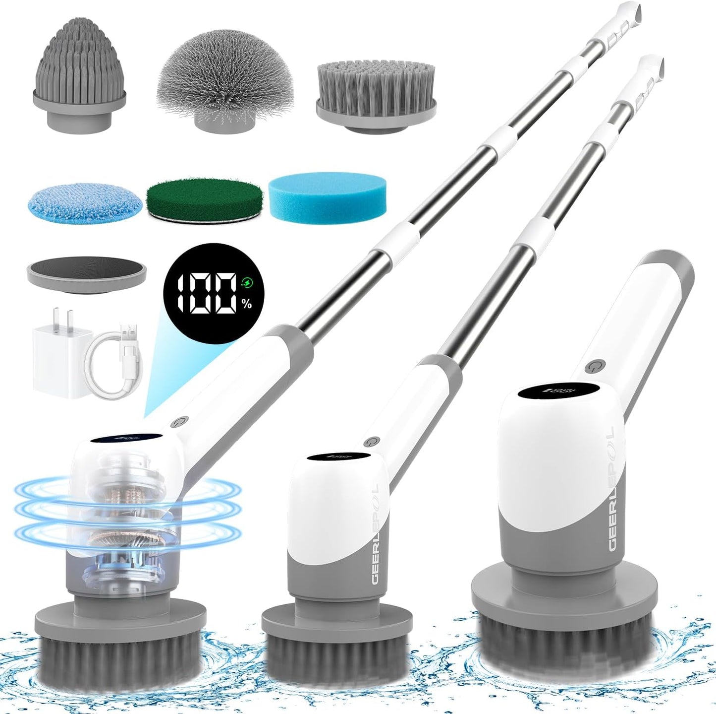 Electric Spin Scrubber with Long Handle for Easy Cleaning