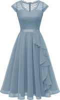 Ruffle Short Bridesmaid Dress - Modest Floral Cocktail Dress