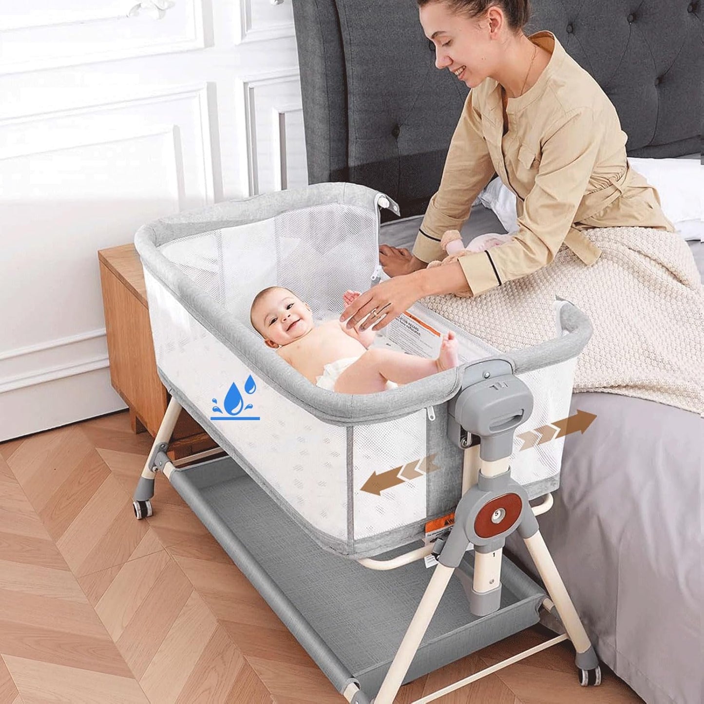 3 in 1 Baby Bassinet with Waterproof Sheet for Newborns