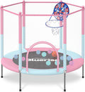 BLUERISE 55IN Toddler Trampoline for Kids with Basketball Hoop