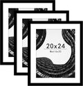 20x24 Picture Frame Set of 3 Black - Poster or 16x20 with Mat