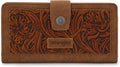 Wrangler Brown Tooling Flower Wallet for Women - RFID Blocking