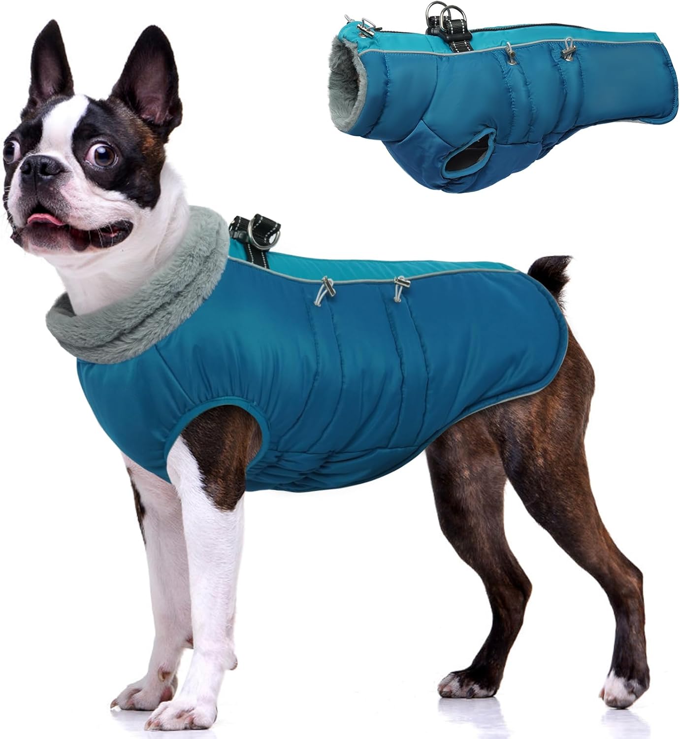 IDOMIK Warm Dog Coat with Harness Built-in for Cold Weather