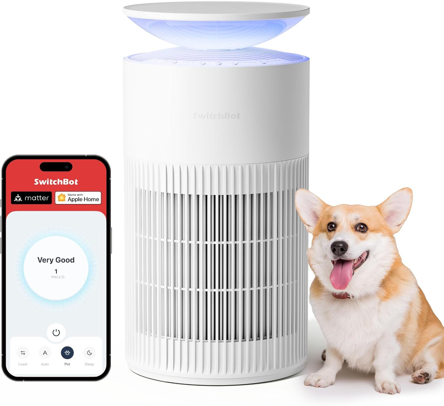 SwitchBot Air Purifier for Home with HEPA Filter and Pet Mode