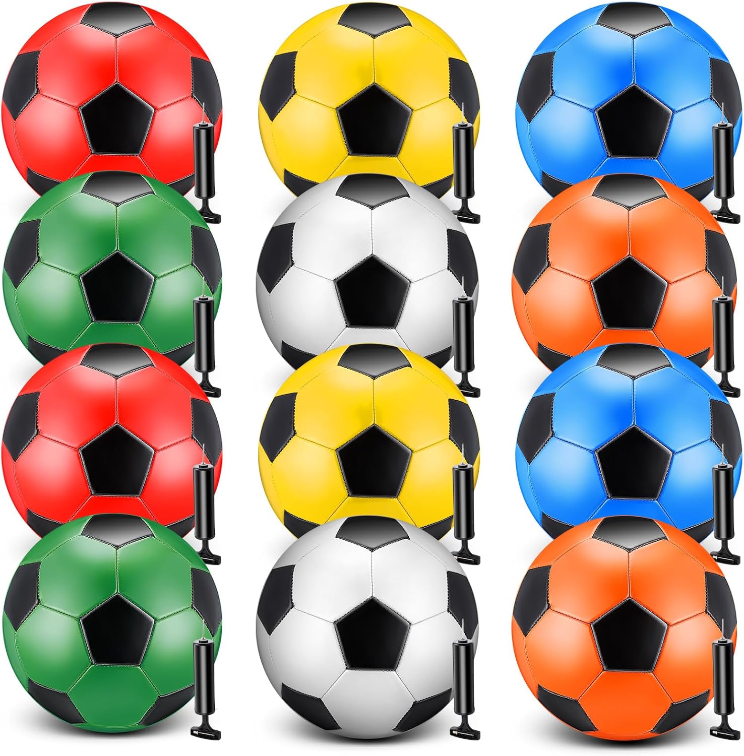 12 Pack Soccer Balls with Pumps for Charity and Training Events