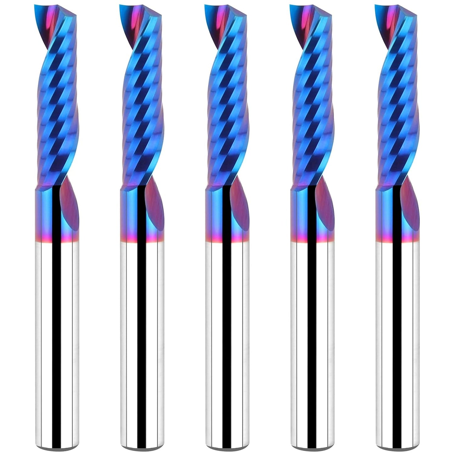 5PCS Solid Carbide Single Flute End Mill for Precision Cutting