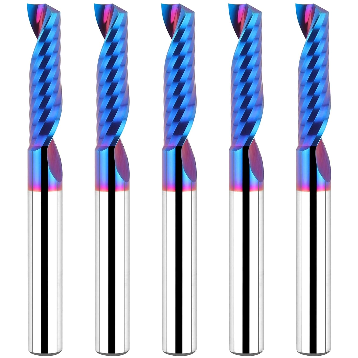 5PCS Solid Carbide Single Flute End Mill for Precision Cutting