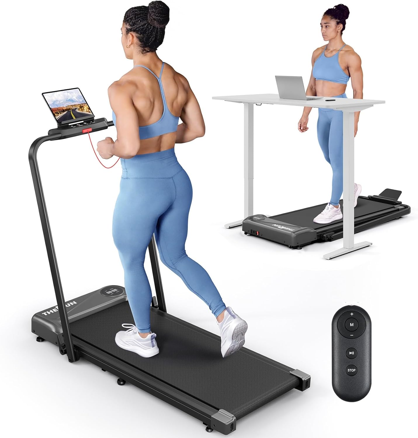 Compact THERUN 2.5 HP Walking Pad - Home Workout Essential!