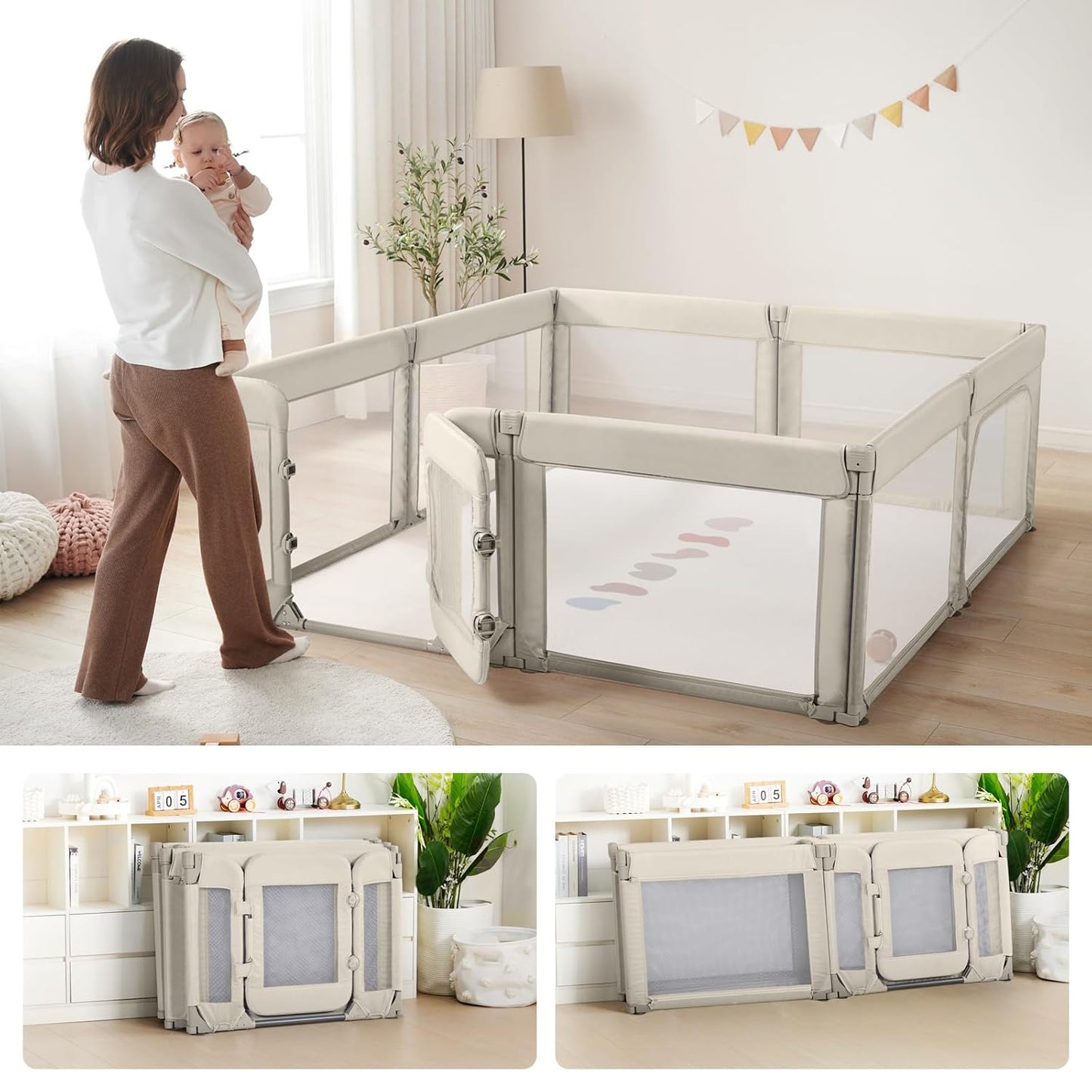 Large Baby Playpen 79x71 Inch for Safe Indoor Outdoor Fun